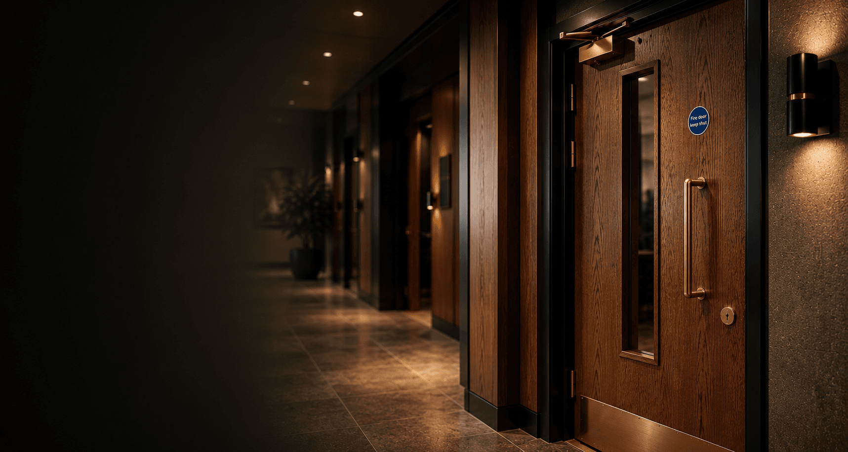 Premium timber fire door in a professional interior
